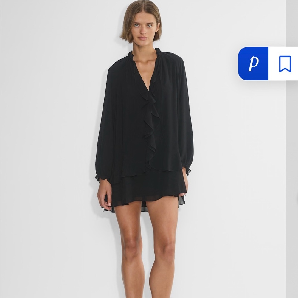 Aritzia Amerie Black Babydoll Ruffle Dress